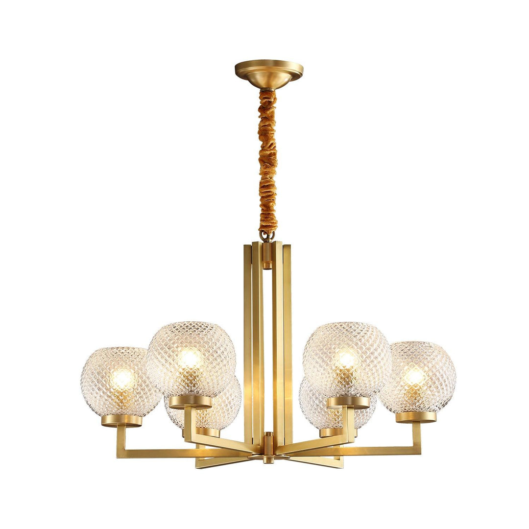 Velelissa lampadario in ottone con vetro a Righe