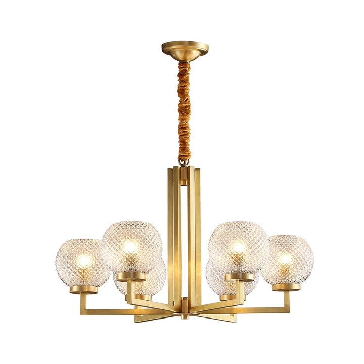 Velelissa lampadario in ottone con vetro a Righe