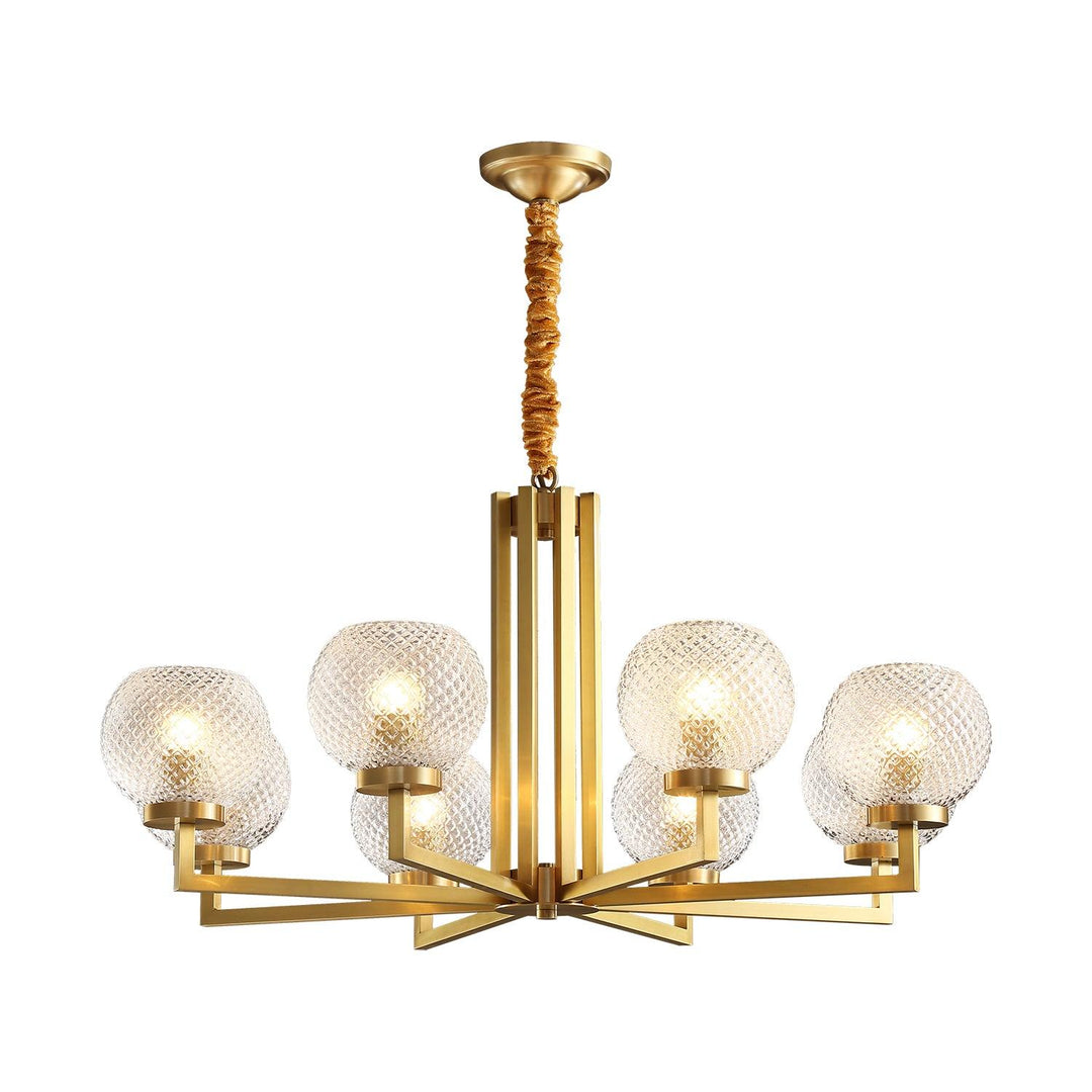 Velelissa lampadario in ottone con vetro a Righe
