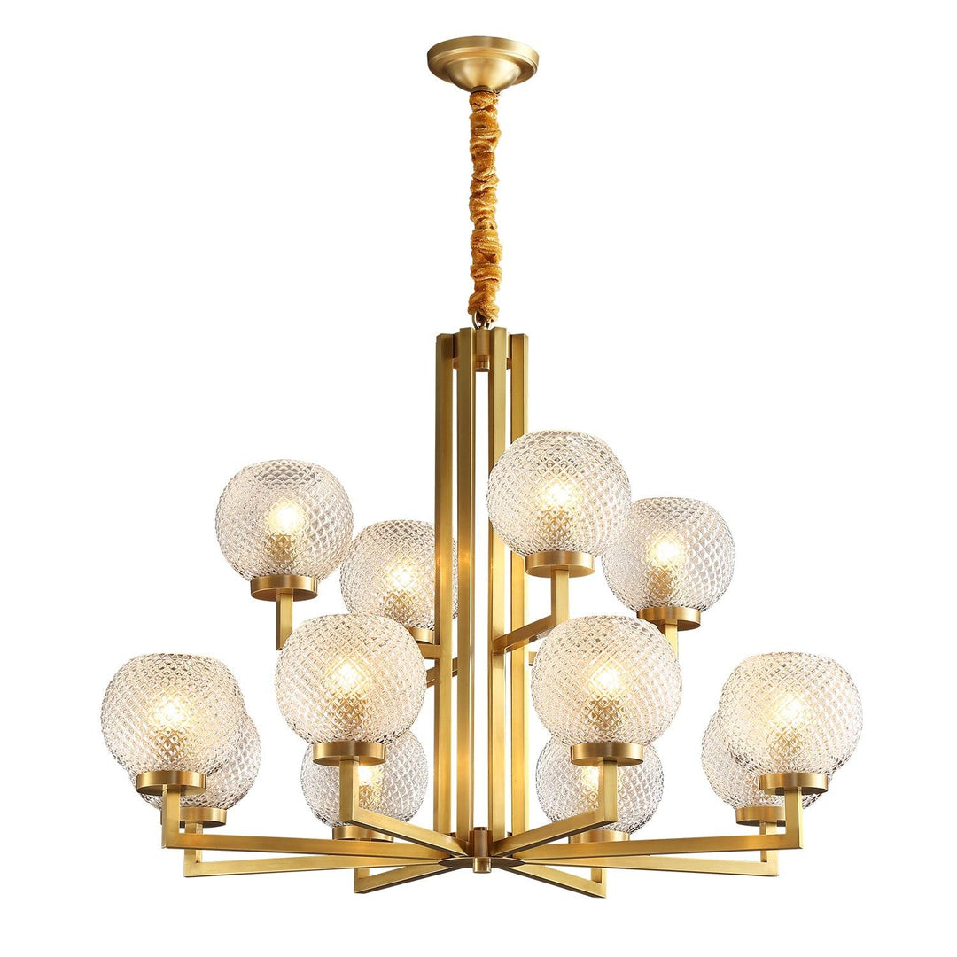 Velelissa lampadario in ottone con vetro a Righe
