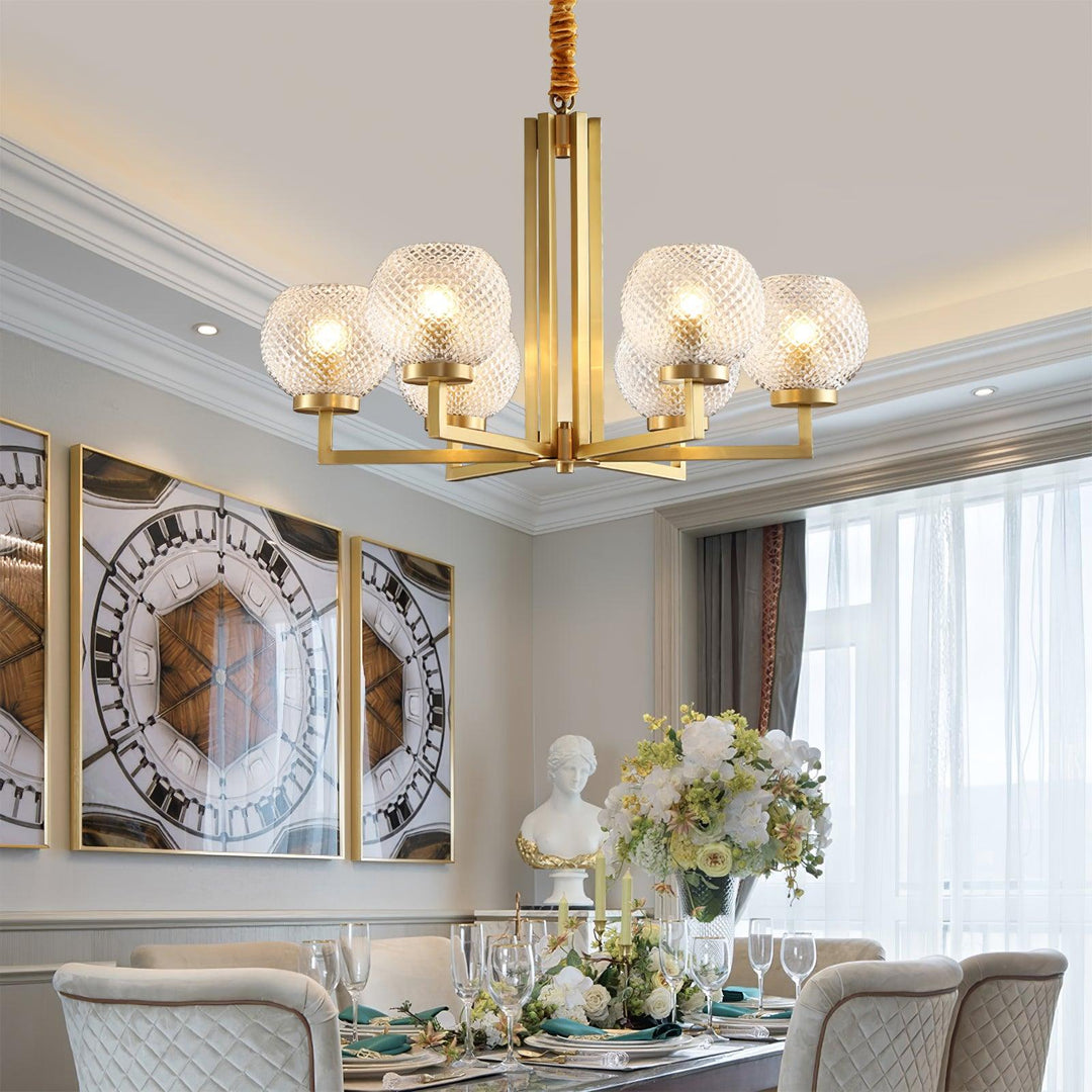 Velelissa lampadario in ottone con vetro a Righe