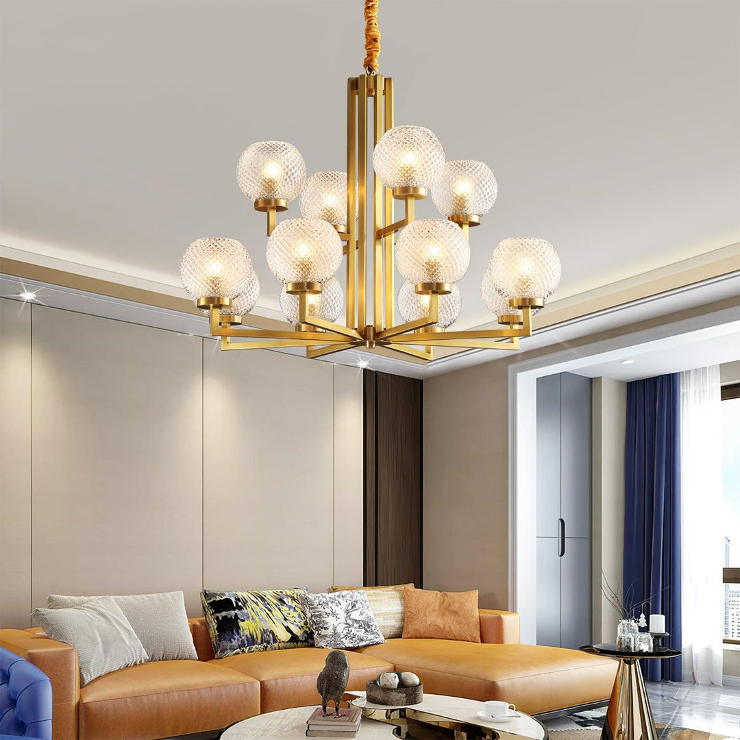 Velelissa lampadario in ottone con vetro a Righe