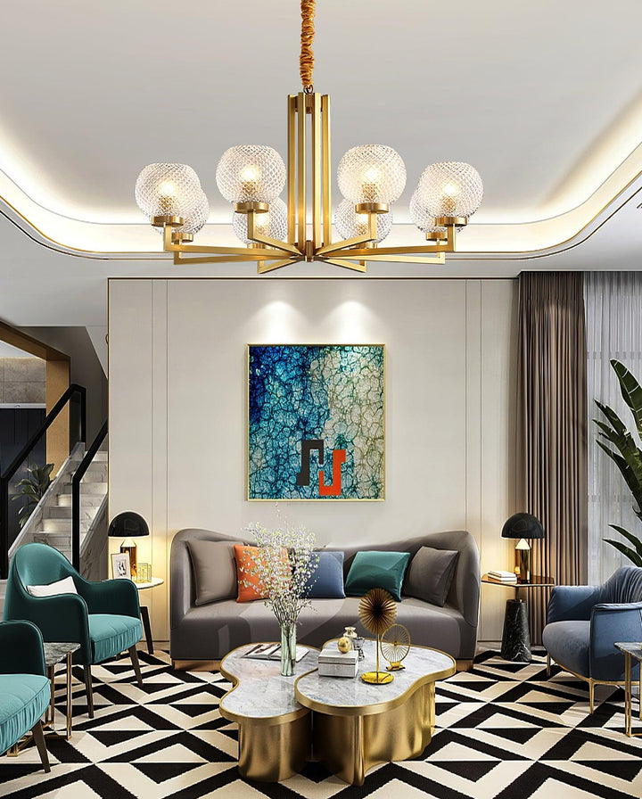 Velelissa lampadario in ottone con vetro a Righe