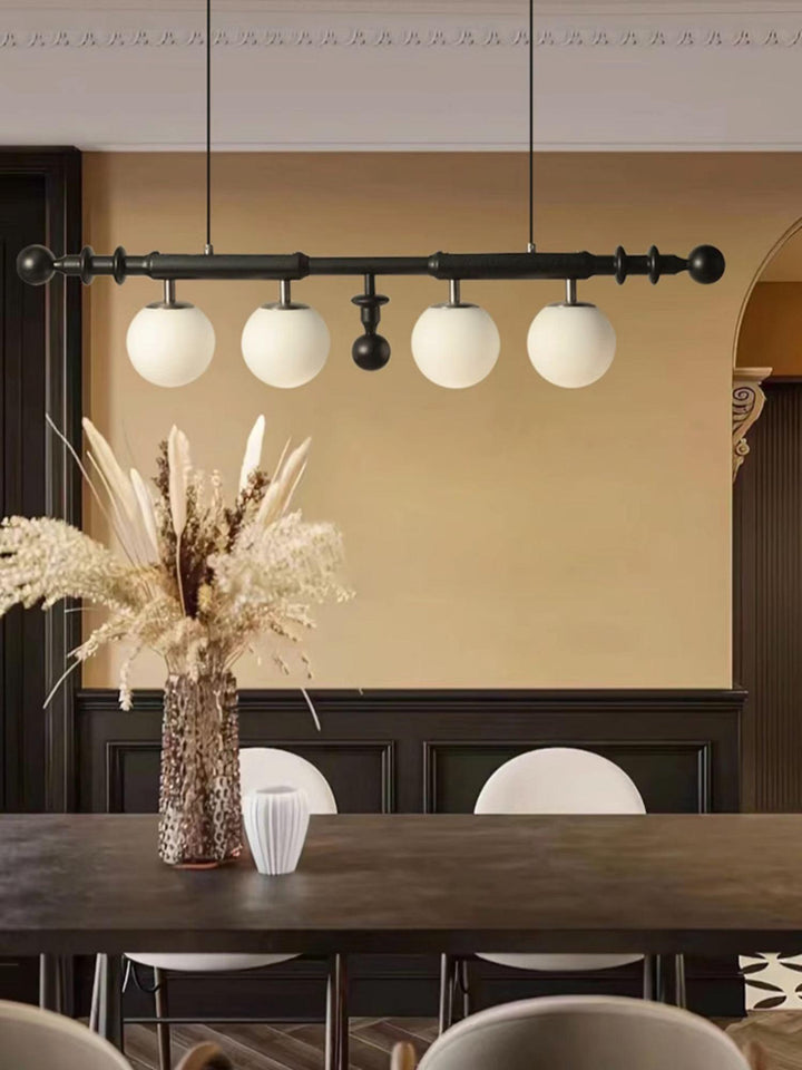 Elvalelle lampadario Colonna Romana legno di Noce vetro