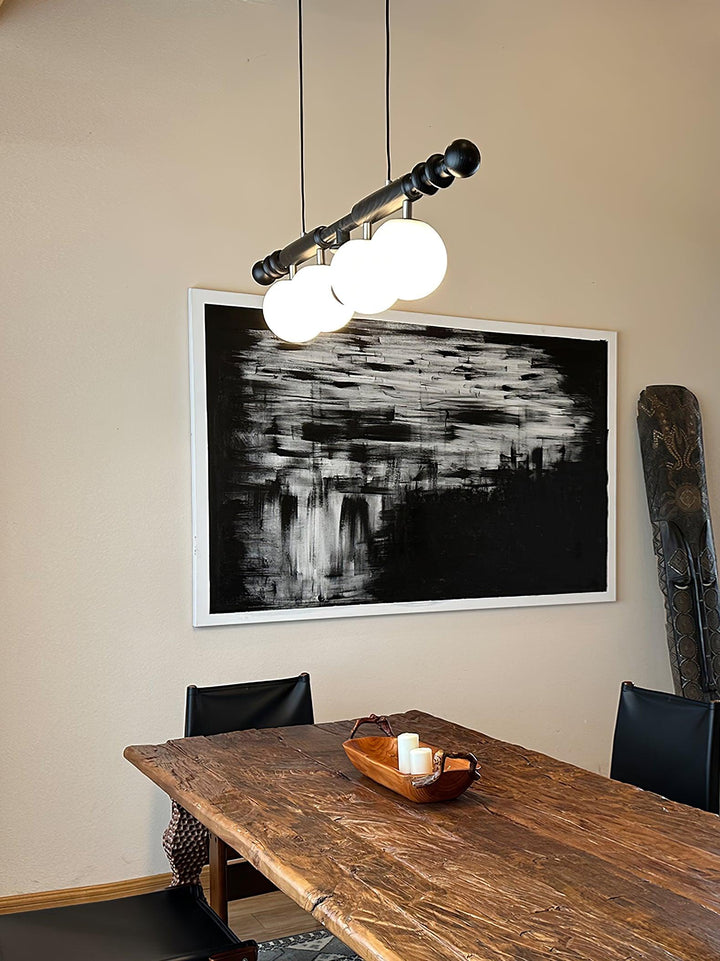 Elvalelle lampadario Colonna Romana legno di Noce vetro