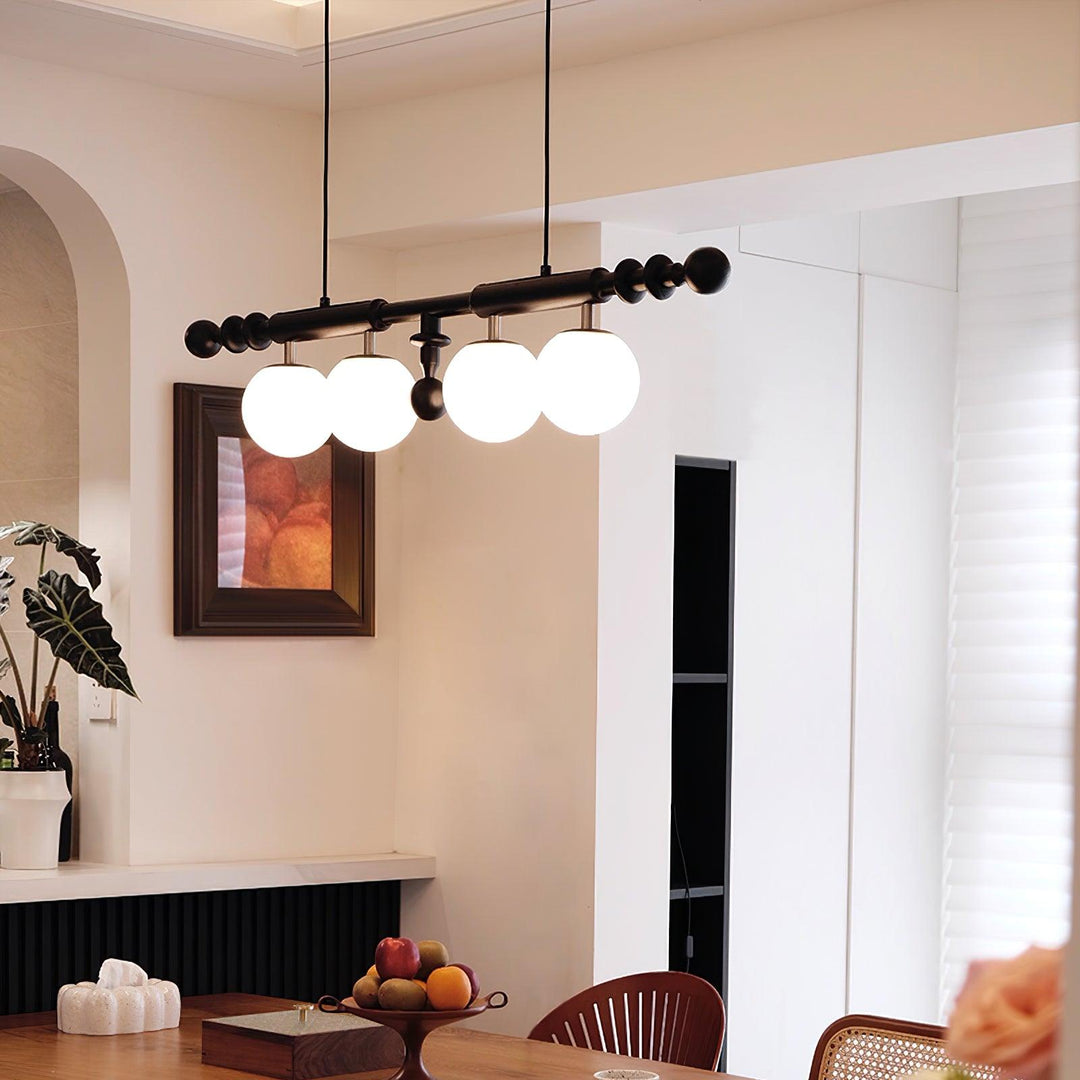 Elvalelle lampadario Colonna Romana legno di Noce vetro