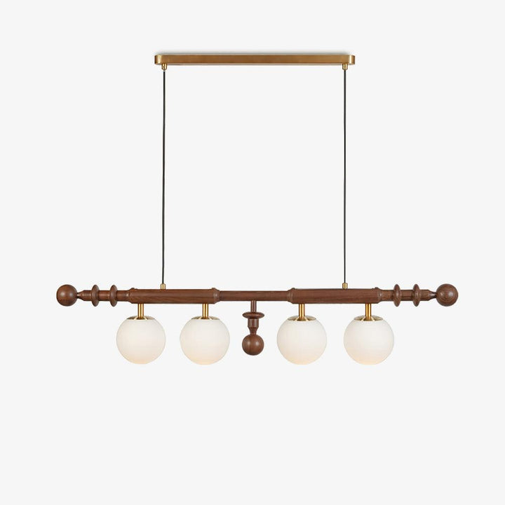 Elvalelle lampadario Colonna Romana legno di Noce vetro