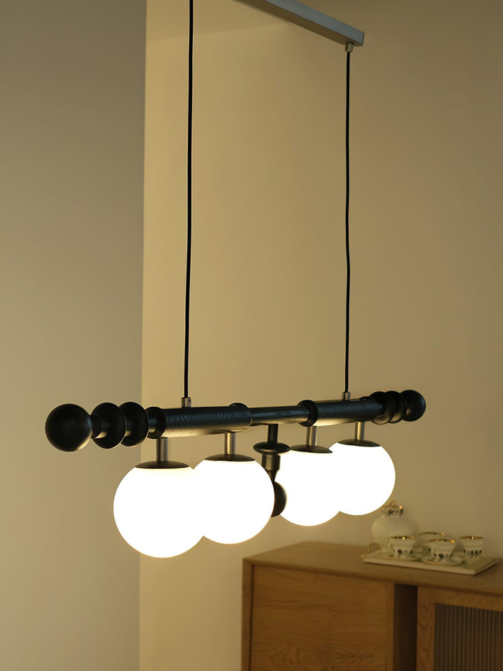 Elvalelle lampadario Colonna Romana legno di Noce vetro