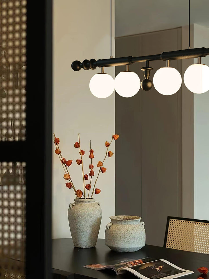 Elvalelle lampadario Colonna Romana legno di Noce vetro