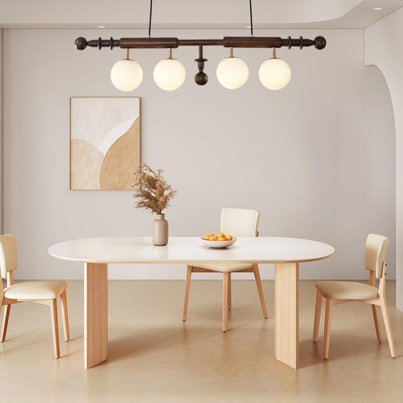 Elvalelle lampadario Colonna Romana legno di Noce vetro