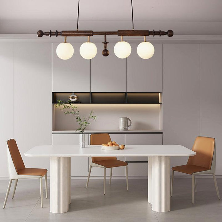 Elvalelle lampadario Colonna Romana legno di Noce vetro