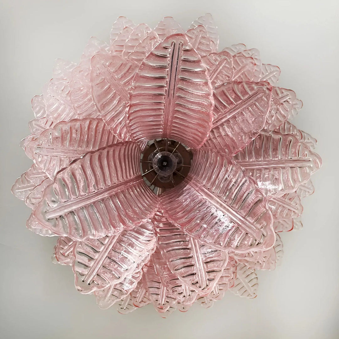 Liorisian lampadario Rosa Foglie in vetro di Murano Stratificato a Cascata romantico