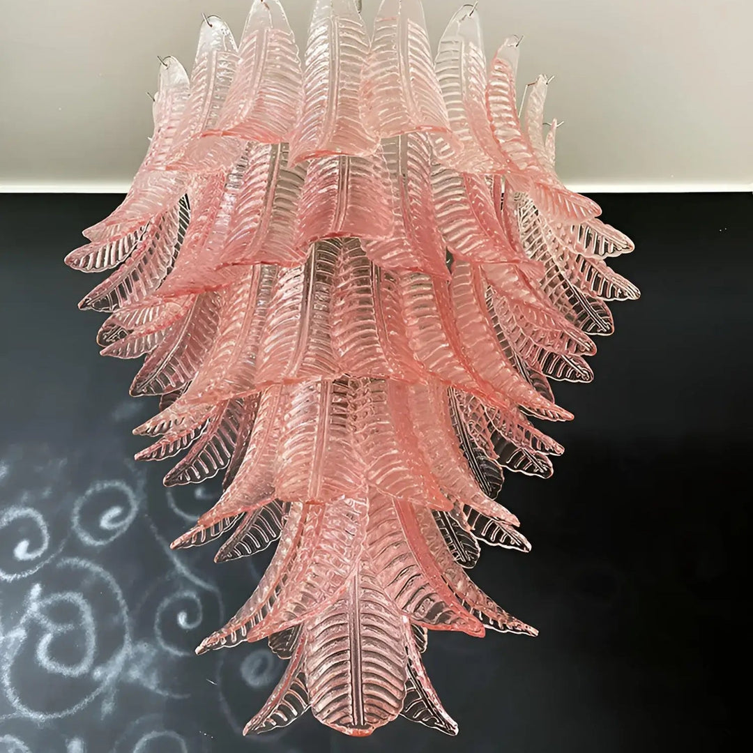 Liorisian lampadario Rosa Foglie in vetro di Murano Stratificato a Cascata romantico