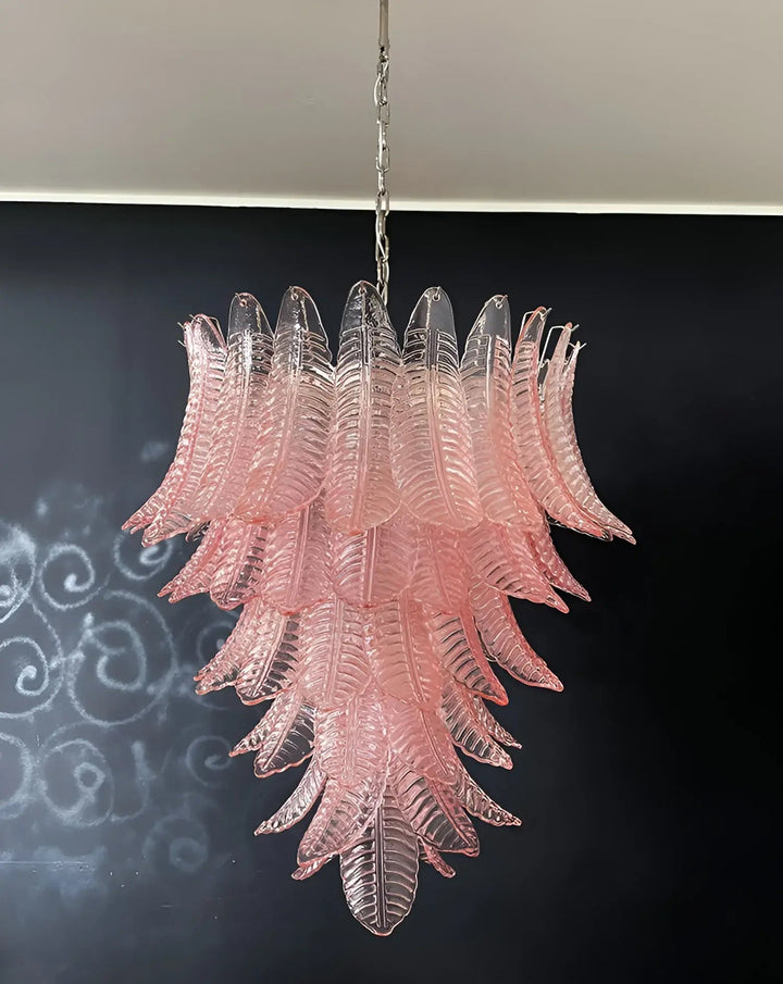 Liorisian lampadario Rosa Foglie in vetro di Murano Stratificato a Cascata romantico