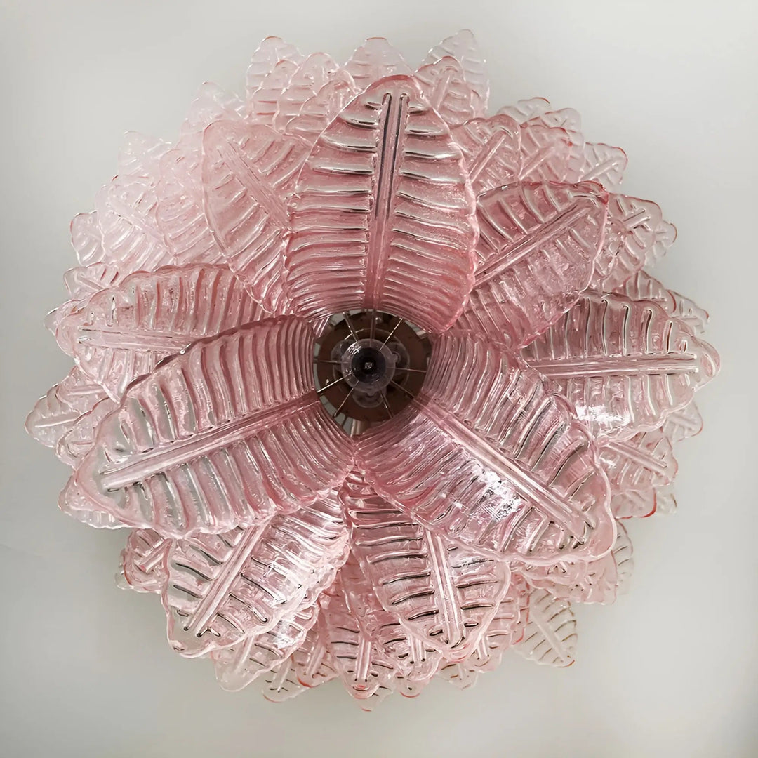 Liorisian lampadario Rosa Foglie in vetro di Murano Stratificato a Cascata romantico