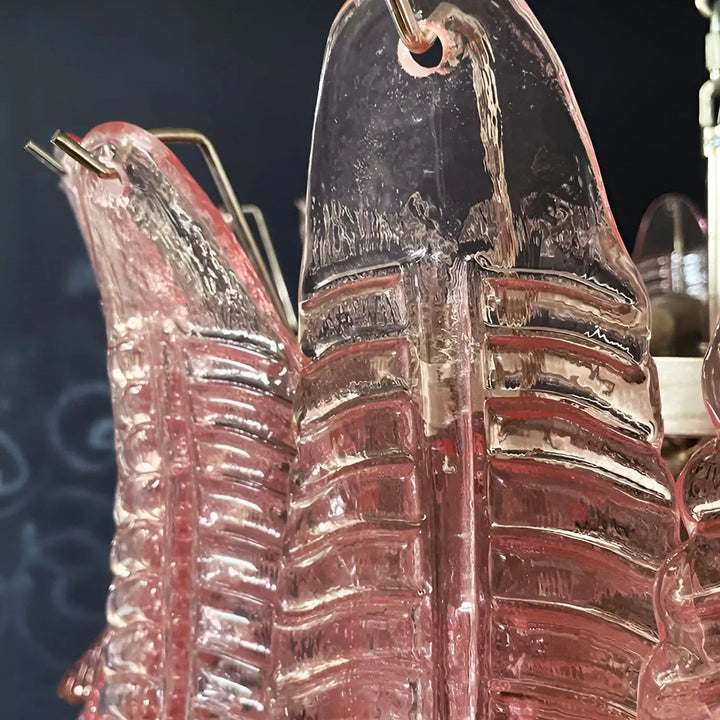 Liorisian lampadario Rosa Foglie in vetro di Murano Stratificato a Cascata romantico