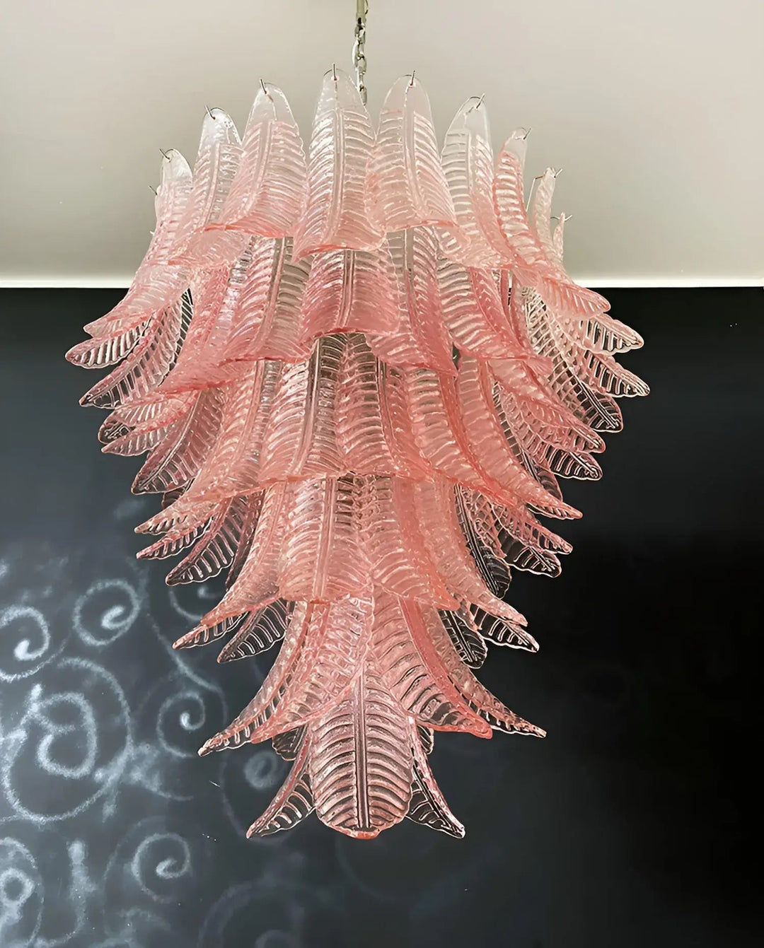 Liorisian lampadario Rosa Foglie in vetro di Murano Stratificato a Cascata romantico