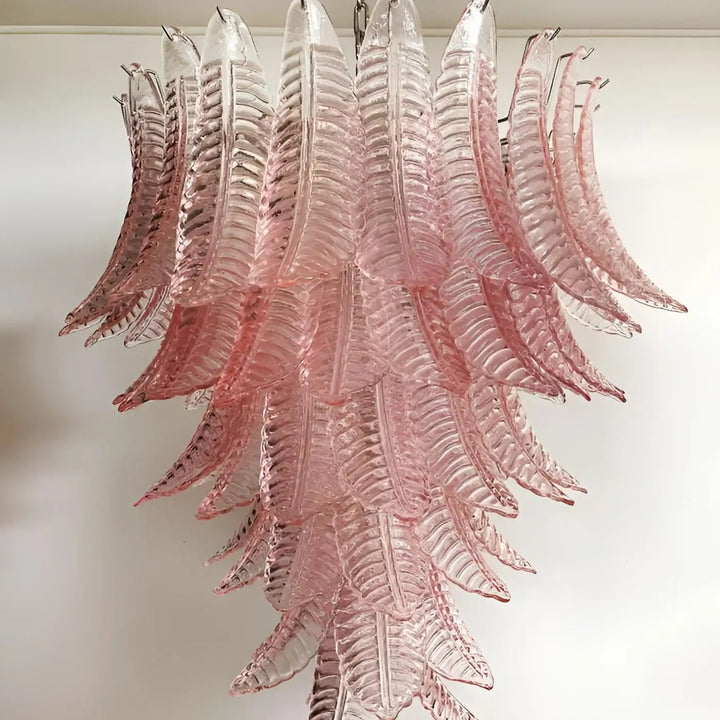 Liorisian lampadario Rosa Foglie in vetro di Murano Stratificato a Cascata romantico