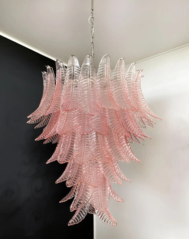Liorisian lampadario Rosa Foglie in vetro di Murano Stratificato a Cascata romantico