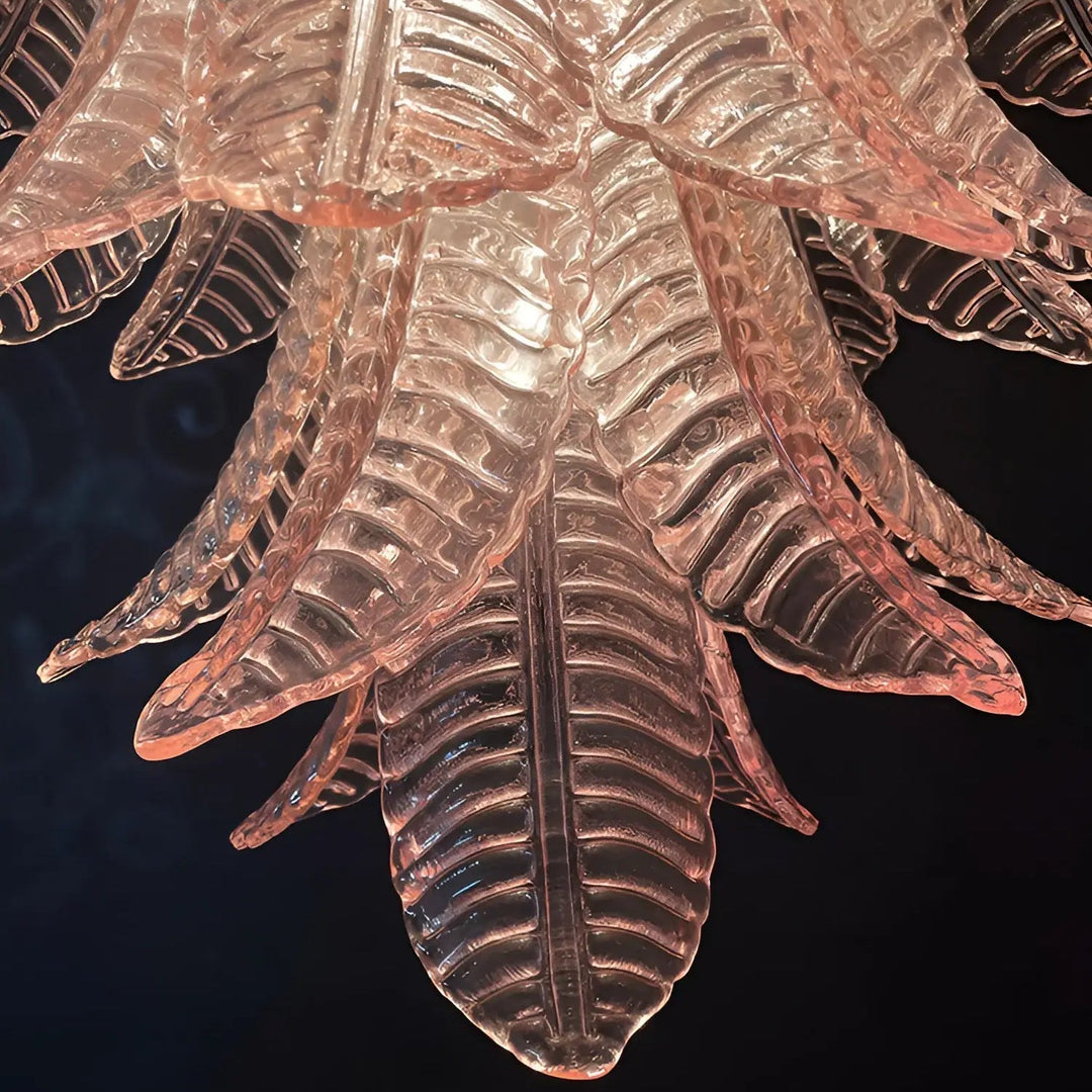 Liorisian lampadario Rosa Foglie in vetro di Murano Stratificato a Cascata romantico