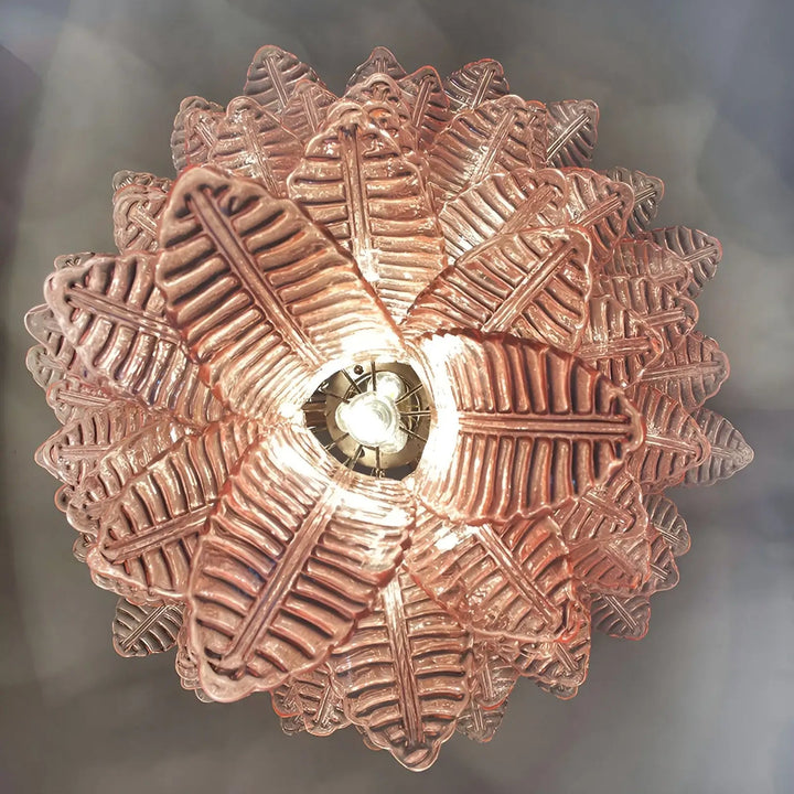 Liorisian lampadario Rosa Foglie in vetro di Murano Stratificato a Cascata romantico