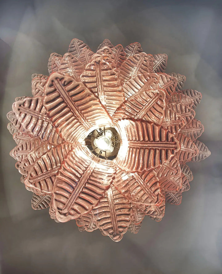 Liorisian lampadario Rosa Foglie in vetro di Murano Stratificato a Cascata romantico