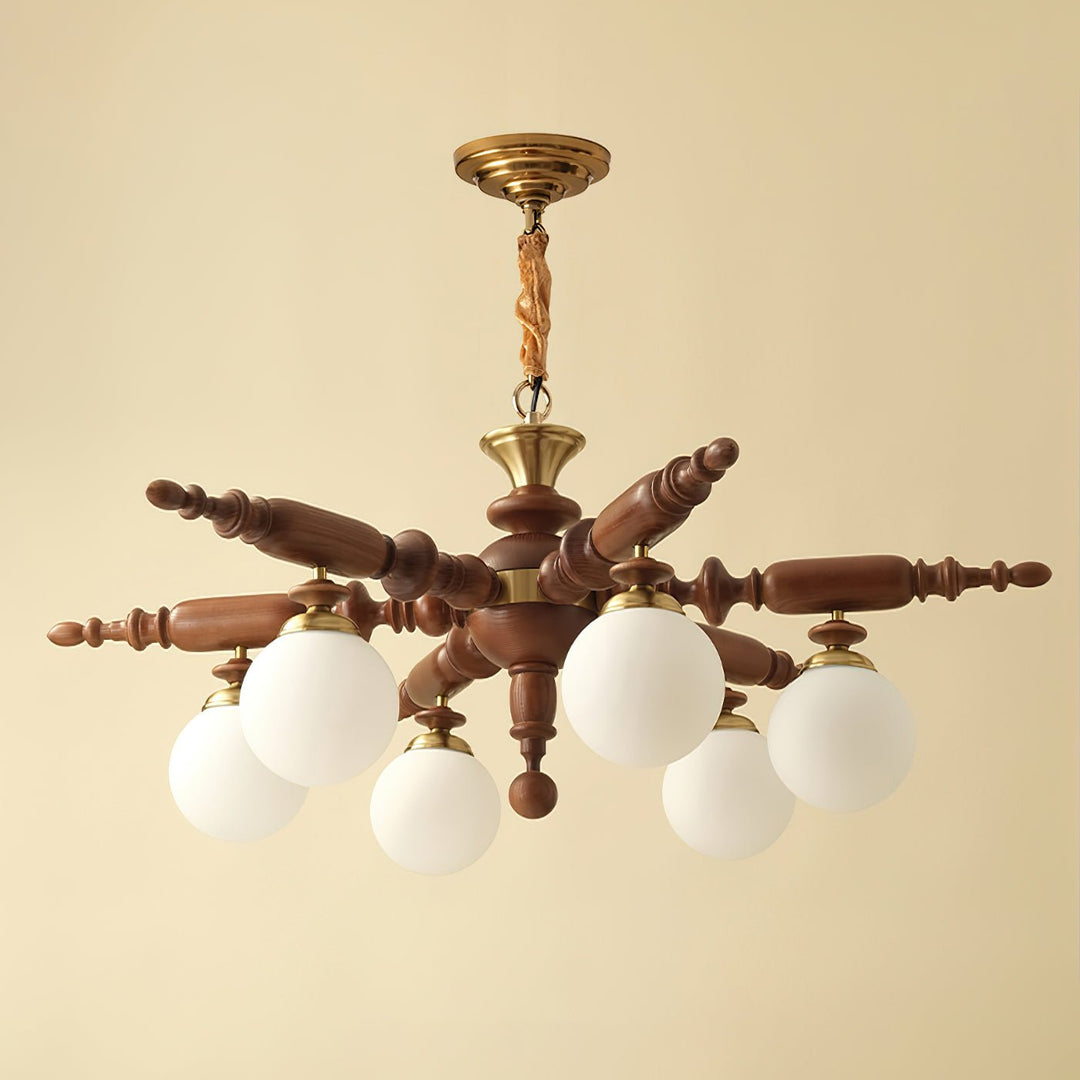 Olvenir lampadario in legno Rustico e vetro