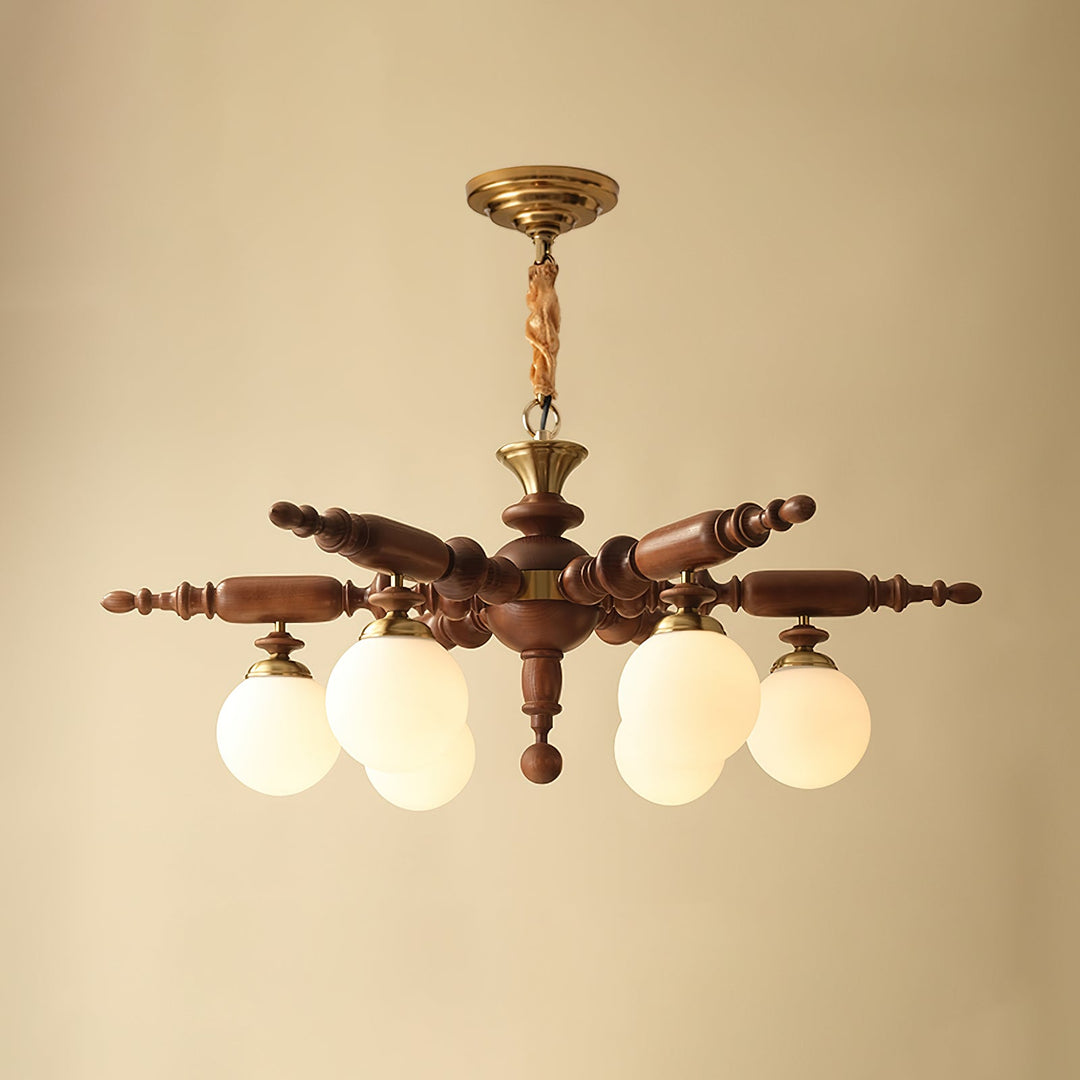 Olvenir lampadario in legno Rustico e vetro