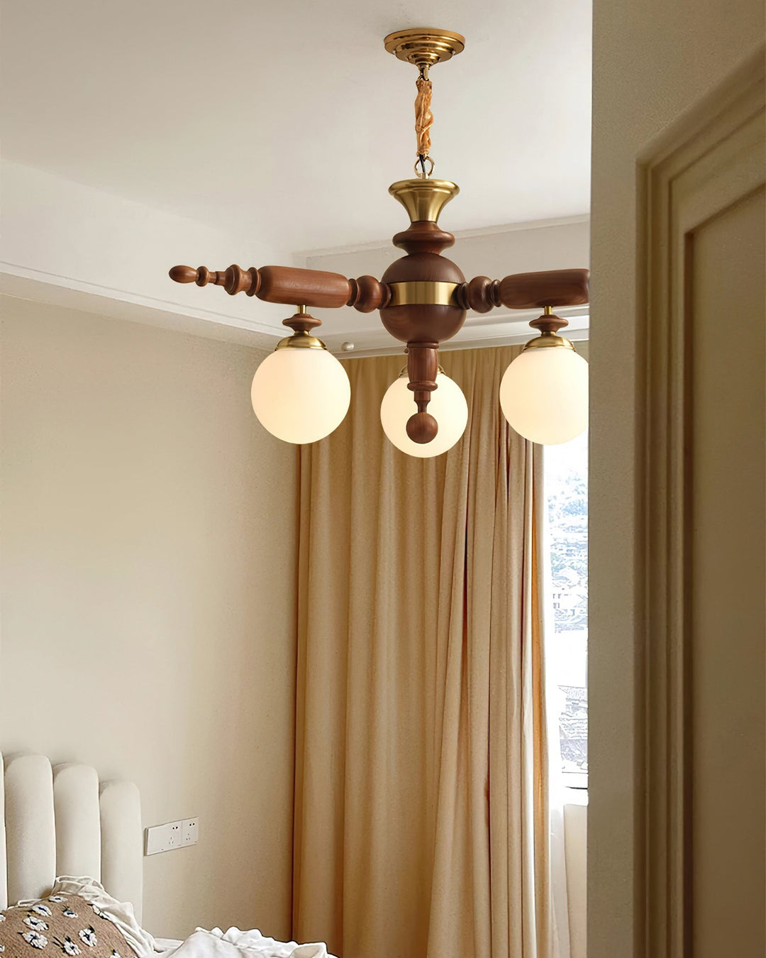 Olvenir lampadario in legno Rustico e vetro
