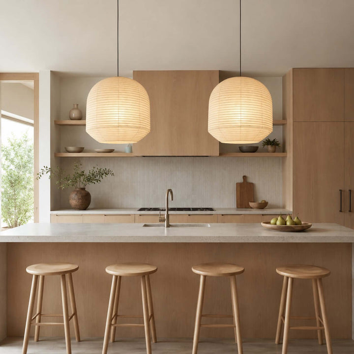 Rounded lampada a sospensione in carta di gelso