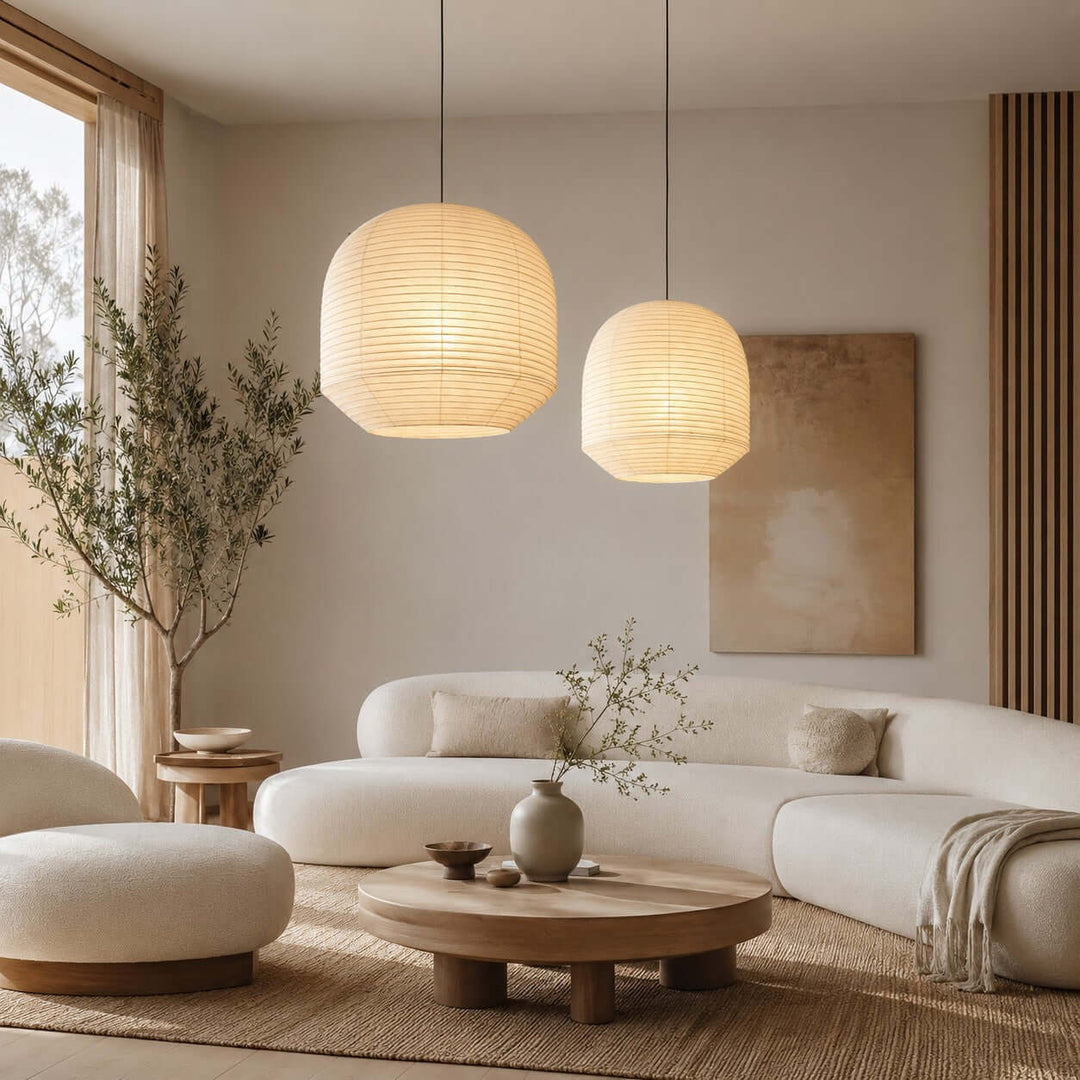 Rounded lampada a sospensione in carta di gelso