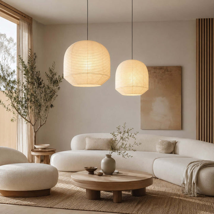 Rounded lampada a sospensione in carta di gelso