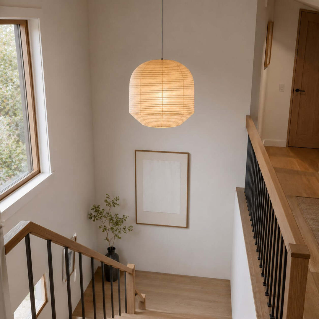 Rounded lampada a sospensione in carta di gelso