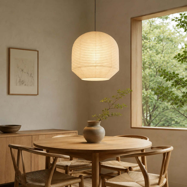 Rounded lampada a sospensione in carta di gelso