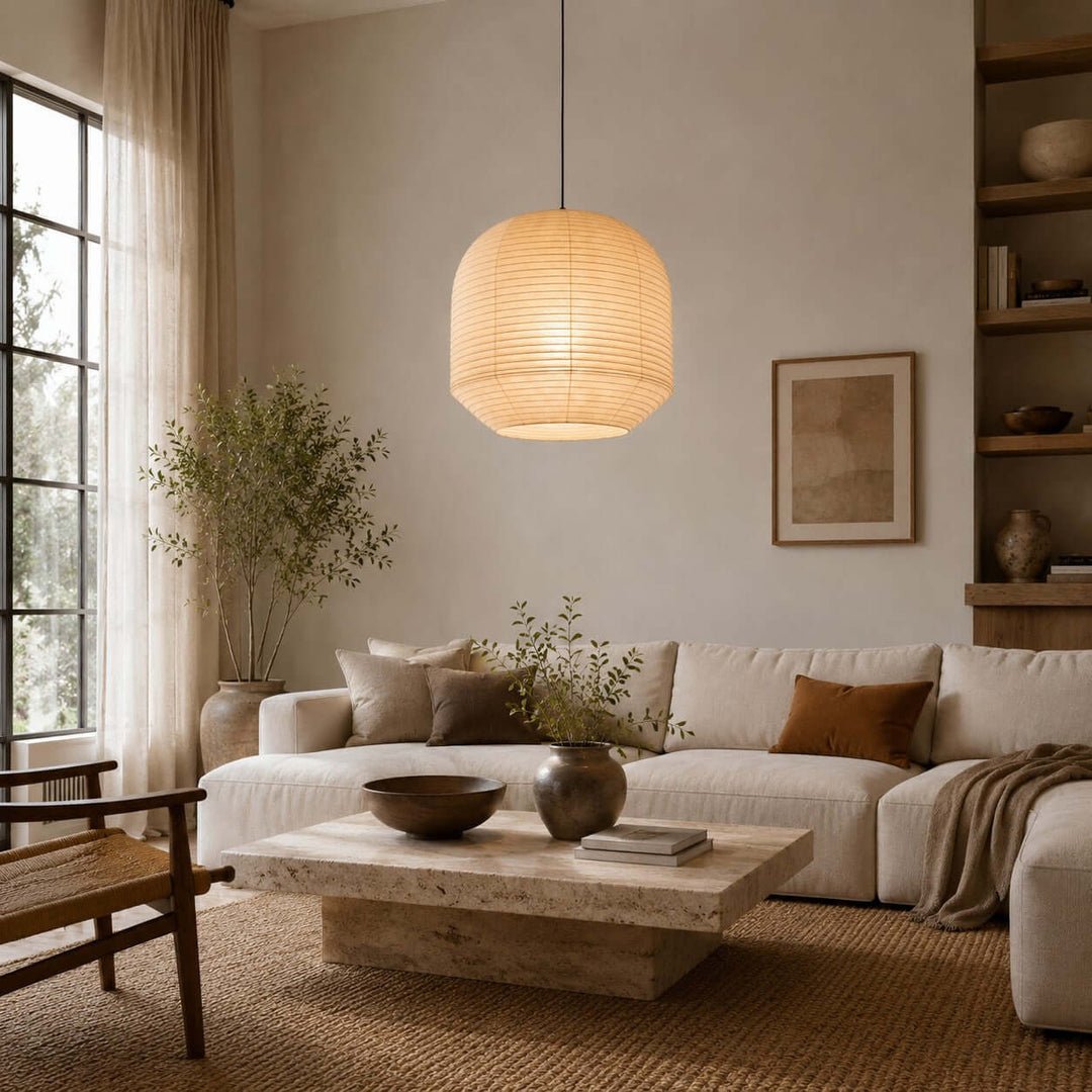 Rounded lampada a sospensione in carta di gelso