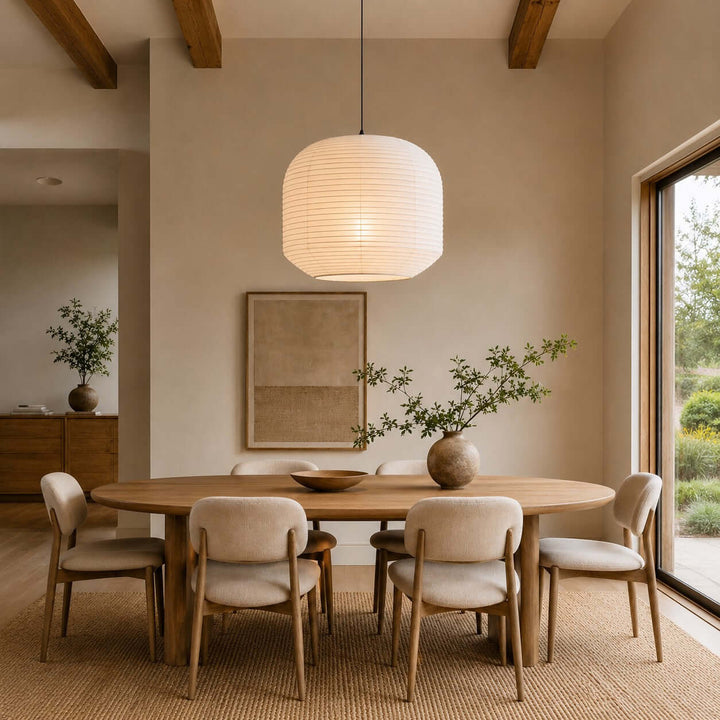 Rounded lampada a sospensione in carta di gelso
