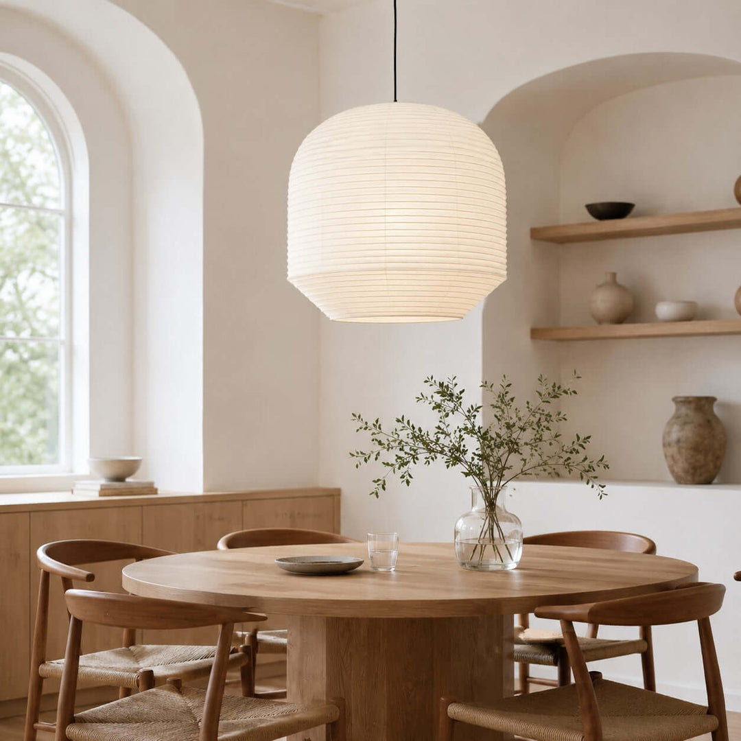 Rounded lampada a sospensione in carta di gelso