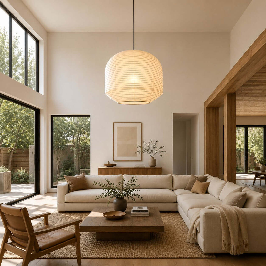 Rounded lampada a sospensione in carta di gelso