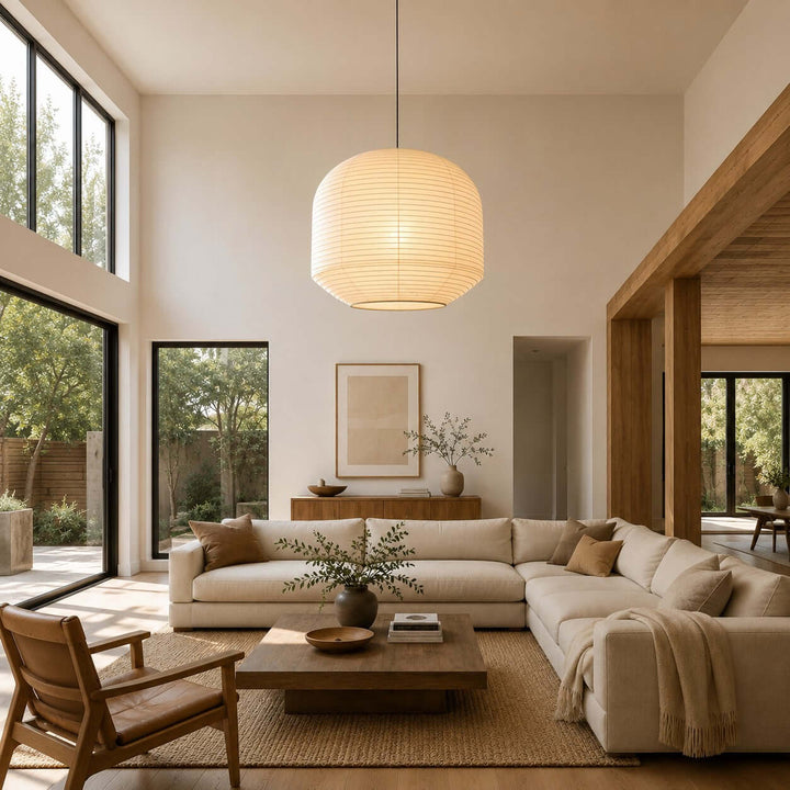 Rounded lampada a sospensione in carta di gelso