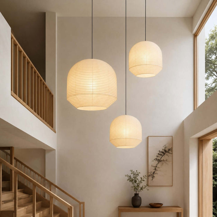 Rounded lampada a sospensione in carta di gelso