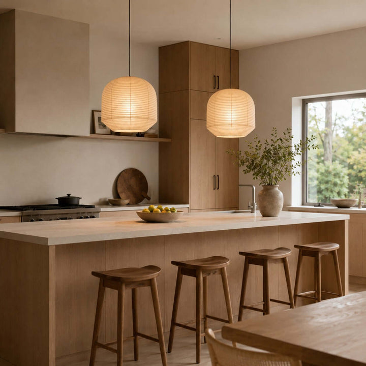 Rounded lampada a sospensione in carta di gelso