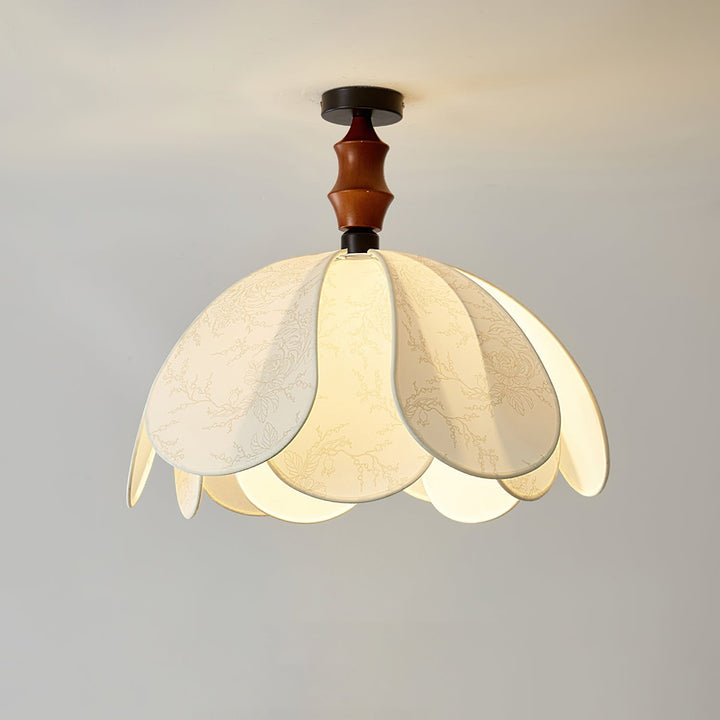Boho lampada da soffitto in tessuto con bordo a dente di sega
