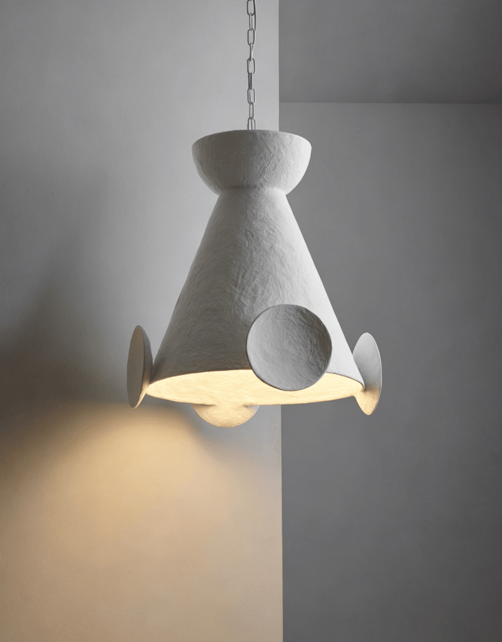 Sculptural lampada a sospensione in cono di gesso