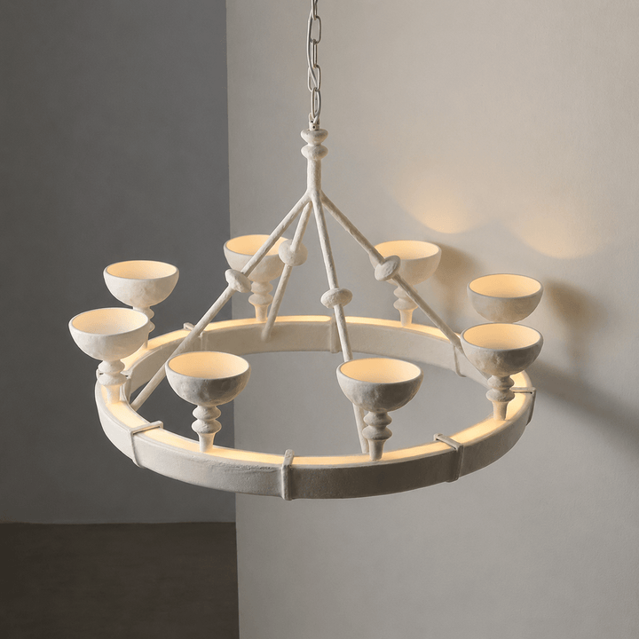 Lampadario Chalice in gesso con struttura scultorea