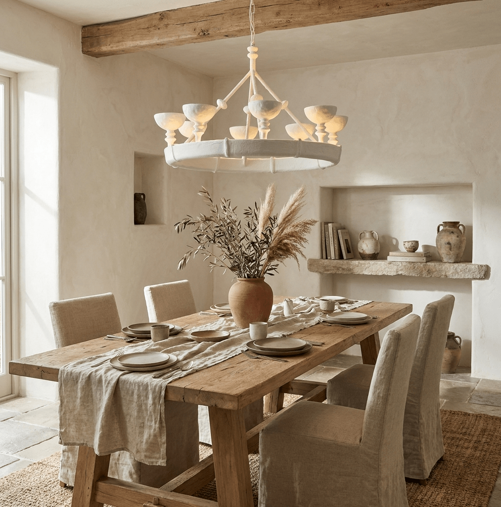Lampadario Chalice in gesso con struttura scultorea