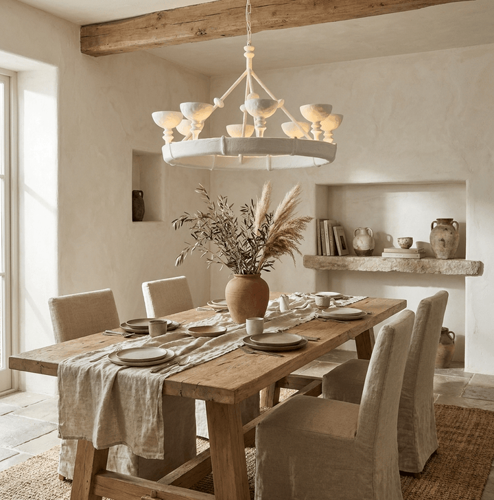 Lampadario Chalice in gesso con struttura scultorea