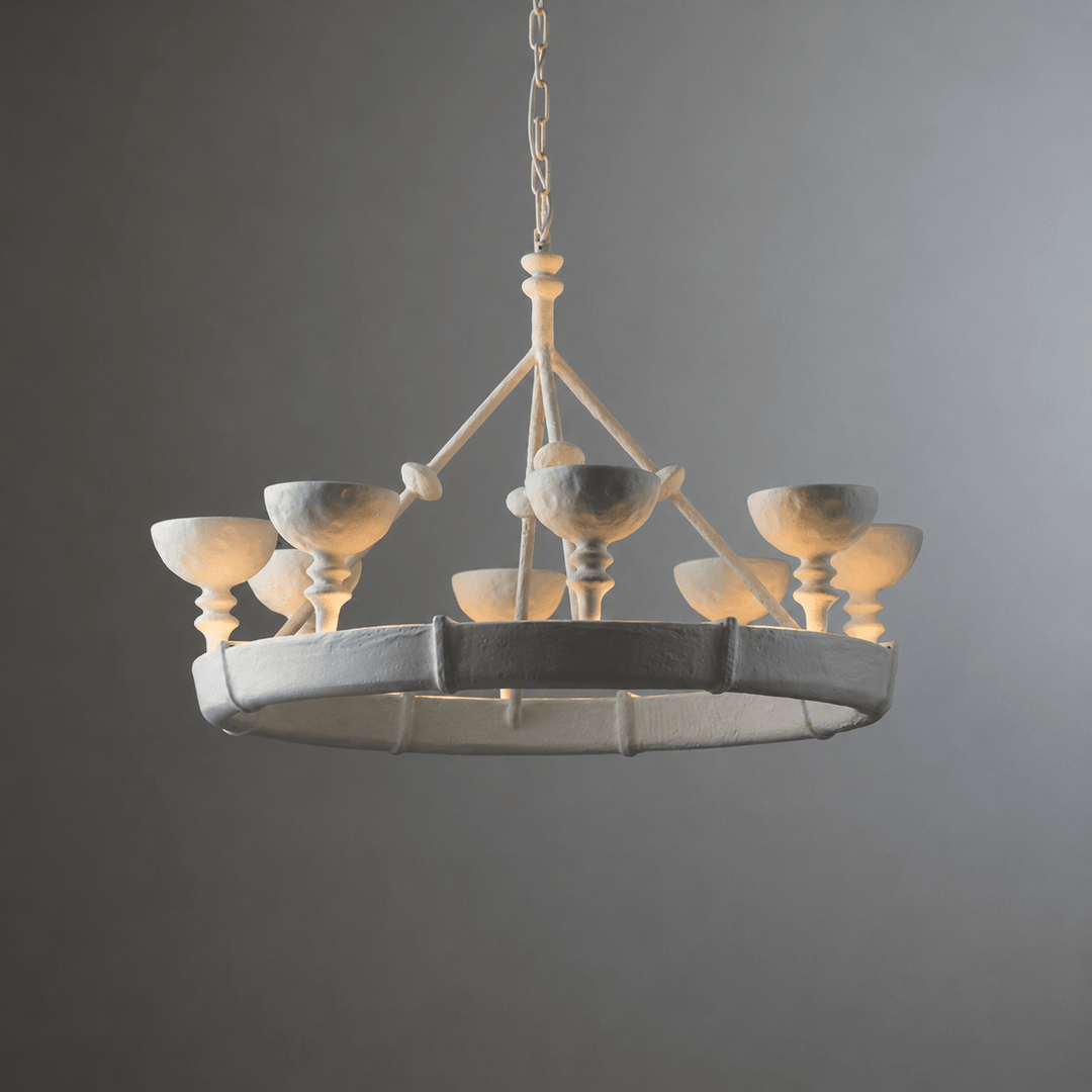Lampadario Chalice in gesso con struttura scultorea
