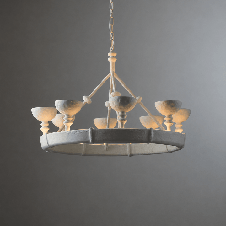 Lampadario Chalice in gesso con struttura scultorea