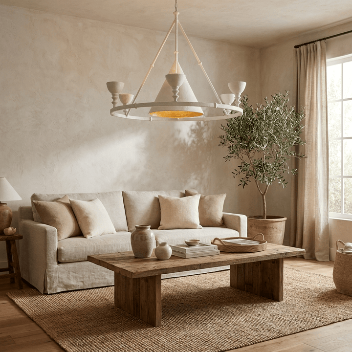 Lampadario Chalice in gesso con struttura scultorea