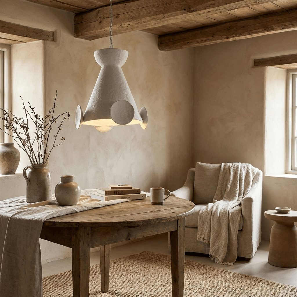 Sculptural lampada a sospensione in cono di gesso